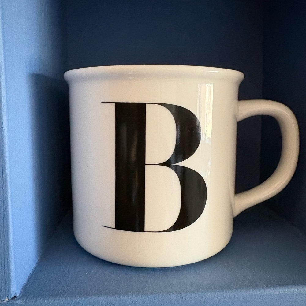Pottery Barn Monogram B Mug White Ceramic Coffee Cup Initial B
